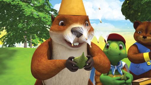 Rechte: KiKA/Nelvana Limited/Infinite Frameworks Pte Ltd. Franklin geht mit seinen Freunden auf Schmetterlingssuche. Sie wollen vor allem ein Exemplar suchen, das sich nur selten blicken lässt: den Monarchfalter.
