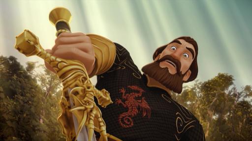 Best of Arthur: Das mächtige Schwert "Excalibur" | Rechte: SWR, Blue Spirit Productions | TéléTOON+ | Canal+ Family | Telepool/SWR Uther mit Excalibur