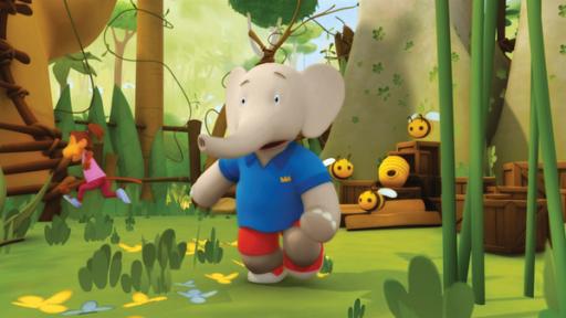 Rechte: KiKA/Nelvana Limited Badou wird von Bienen verfolgt.