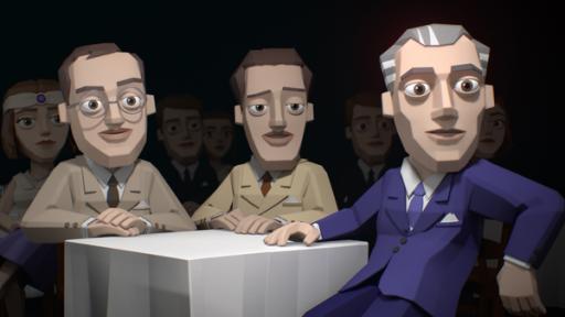 Rechte: KiKA/22D Music Group, TeamTO Die Gershwin Brüder George und Ira sitzen mit Maurice Ravel an einem Tisch im Jazzclub. Sie hören gebannt der Musik zu.
