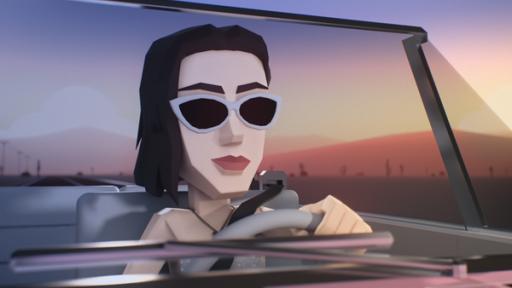 Rechte: KiKA/22D Music Group, TeamTO Dua Lipa fährt mit Sonnenbrille im Cabrio. Hinter ihr ist der Sonnenaufgang.