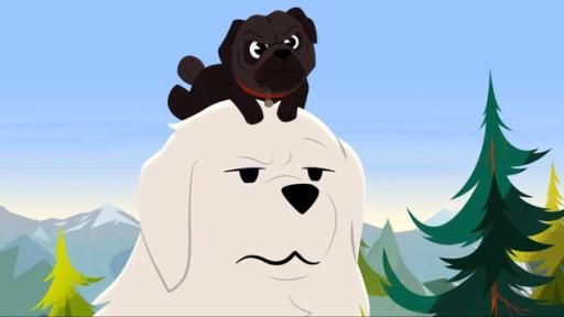 Die Schöne und der Mops | Rechte: © 2017 Gaumont Animation, PVP Animation III Inc.- All rights reserved Belle hat einen kleinen Mops auf dem Kopf und guckt ein wenig genervt.