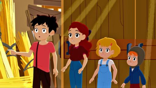 Paradies in Gefahr | Rechte: © 2017 Gaumont Animation, PVP Animation III Inc.- All rights reserved Sebastian, Adele, Lynette und Sören stehen nebeneinander im "Tierparadies" und gucken erstaunt.