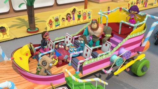 Rechte: KiKA/BBC/Boat Rocker Rights Inc. MMXVIII Alle sind in der hoheitlichen Kutsche und schauen besorgt.
