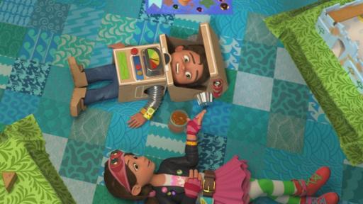 Rechte: KiKA/BBC/Boat Rocker Rights Inc. MMXVIII Bitz und Bob überlegen sich ein mjamtastisches Abenteuer.