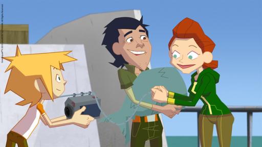 Rechte: KiKA/Gaumont-Alphanim Das Green Team will einen Riesenkalmar in freier Wildbahn filmen.