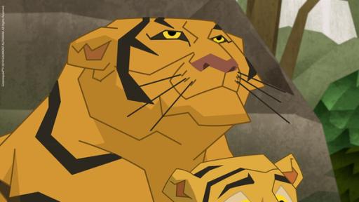 Rechte: KiKA/Gaumont-Alphanim Die Tiger-Mutter beschützt ihr Junges.