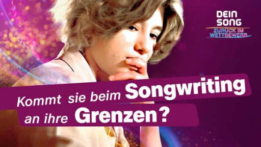 3. Paula verzweifelt am Text | Rechte: KiKA Paula schaut nachdenklich. Auf dem Bild steht: "Kommt sie beim Songwriting an ihre Grenzen?".