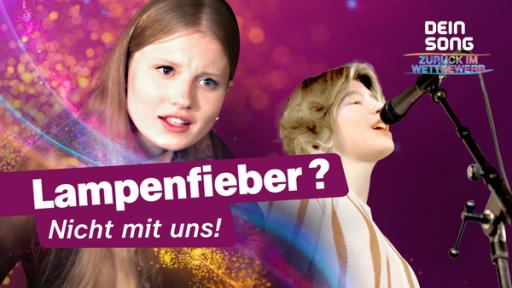 5. Performance-Tipps vom Profi | Rechte: KiKA Lisa und Paula singen. Auf dem Bild steht: "Lampenfieber? Nicht mit uns"
