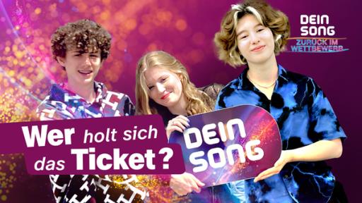 6. Wer bekommt die zweite Chance? | Rechte: KiKA Lukas, Lisa und Paula stehen zusammen. Auf dem Bild steht: "Wer holt sich das Ticket?"