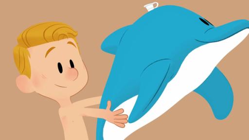 Ein Junge hält einen blauen Plastik-Delfin in den Händen | Rechte: SWR Ein Junge hält einen blauen Plastik-Delfin in den Händen