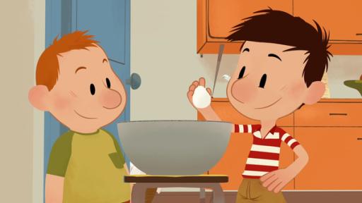 zwei Jungen beim Kochen - mit einem Ei in der Hand | Rechte: SWR, SWR zwei Jungen beim Kochen - mit einem Ei in der Hand