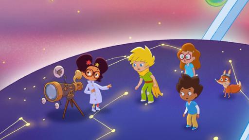 Alles hat seine Zeit | Rechte: © 2024 Method Animation, WDR Die Astronomin empfängt einen Hilferuf. Um den Ursprung herauszufinden, muss es ruhig sein. Doch Ruhe halten fällt Charlotte und dem Musikanten schwer.