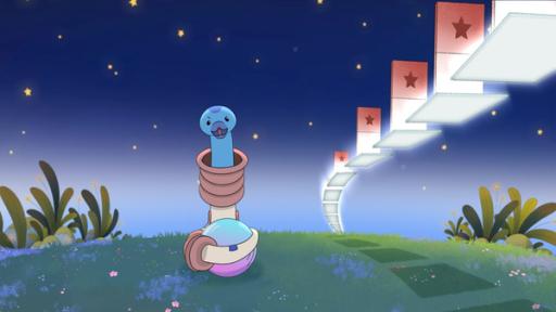 Startbild Folge 36 | Rechte: © 2024 Method Animation, WDR Die Schlange möchte die Murmel, die für die Kettenreaktion benötigt wird, für sich allein haben.
