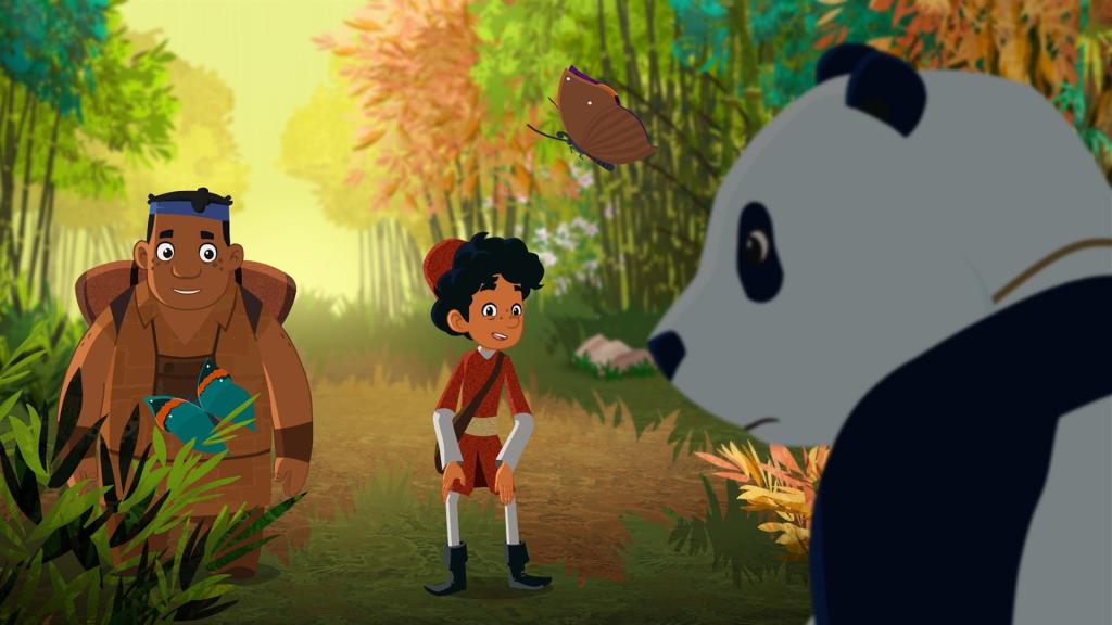 Marco und Luigi entdecken einen Panda.