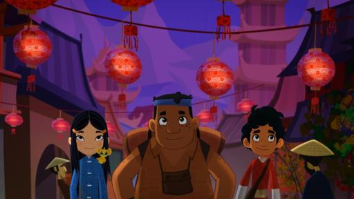 Rechte: MDR/MotionWorks Die Freunde bestaunen in China beleuchtete Lampions.