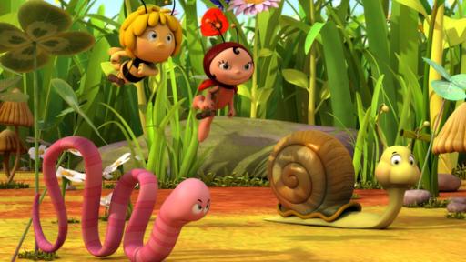 Der Buschwindbote | Rechte: Nach Waldemar Bonsels “Die Biene Maja”. © 2012 Studio 100 Animation Das Rennen ist in vollem Gange. Maja, Lara, Rufus und Max kämpfen um die Führung.