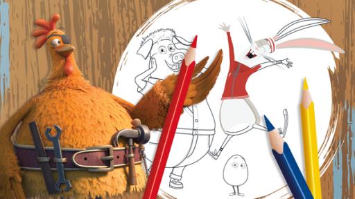 Ausmalbild "Reihe" | Rechte: KiKA/2022 Sixteen South/Mikros Animation IP/Tencent Male die Coop Troop bunt an!