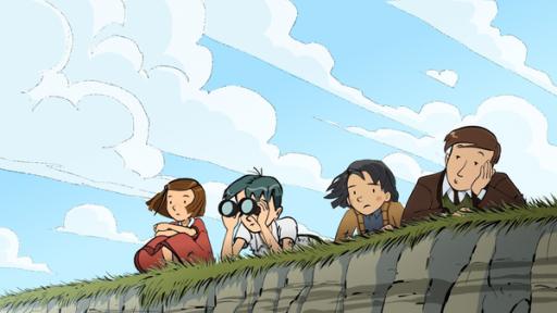 Die Bande der Robinsons wehrt sich gegen die deutsche Invasion. Die Kinder (v.li.n.re.: Colette, Ernest, Muguette, Fernand) haben beschlossen, Widerstand zu leisten. 