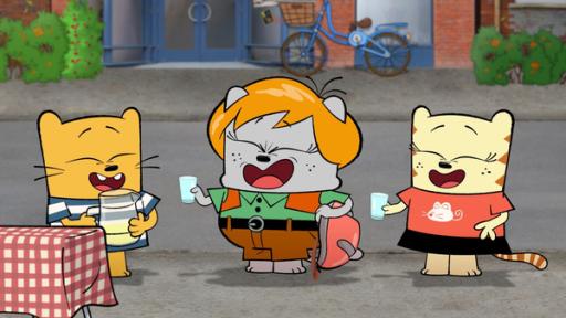 Rechte: BR/Cottonwood Media Tante Schnurr, Ollie und Moon trinken Zitronenlimonade.