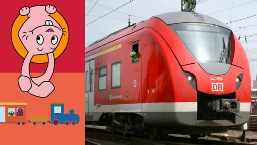 Ein Zugwaggon wird von einer großen Bürste in einer Waschanlage sauber gemacht.