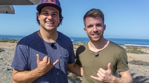 Folge 29 - Action-Parcours, Promi-Challenge, Windsurfing | Rechte: ZDF Stefan von den Sportmachern und Windsurf-Weltmeister Philip Köster auf Teneriffa.