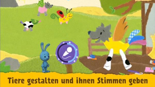 Auf dem Bild sieht man das Spiel Schnipseltier, indem Kinder ihr eigenes Schnipseltier erstellen und einsprechen können. 