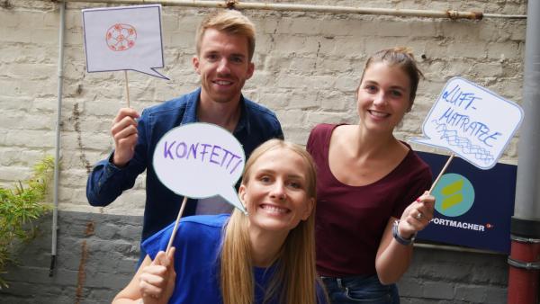 die Sportmoderatoren Stefan, Susanne und Laura beim Interview ohen Worte