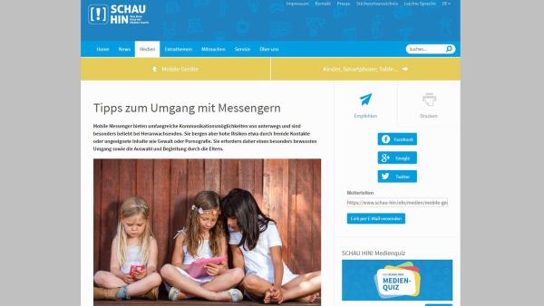 Screenshot der Webseite von "SCHAU HIN!"