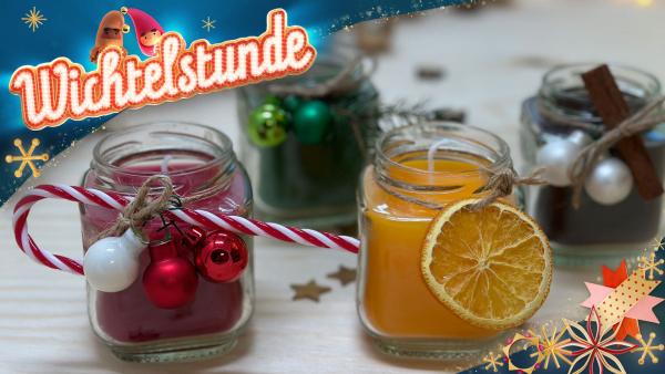 Weihnachtliche Kerzen im Glas 