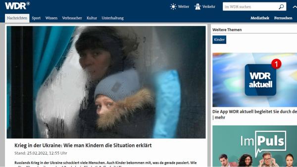 Screenshot der Webseite des WDR