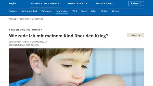 Screenshot der Webseite des MDR