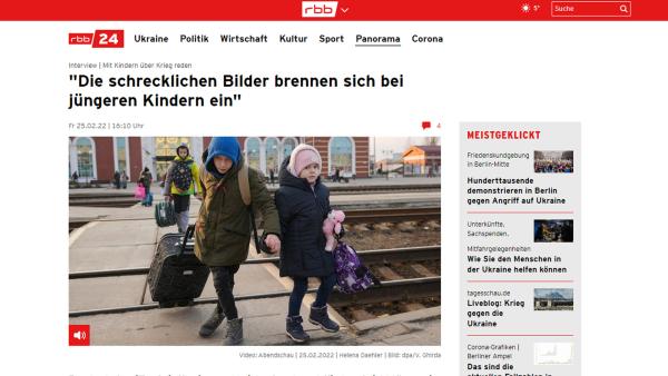 Scrennshot der Webseiote von rbb 24