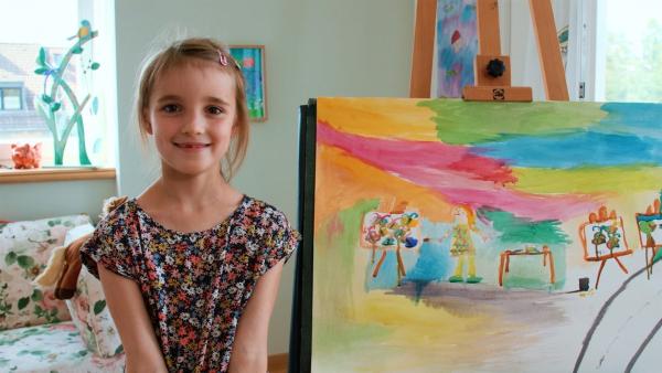 Carlotta hat sich als Malerin gemalt.