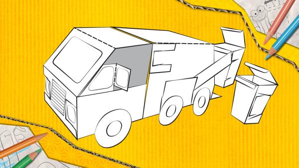 Steckmüllauto  Bastelvorlage Müllauto für Kinder zum Download