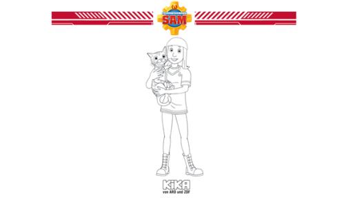 Katzenjammer | Rechte: Prism Art & Design, HIT Entertainment Lizzie ist die Tierärztin von Pontypandy! Verwende Buntstifte zum Ausmalen von Lizzie und Tiger.