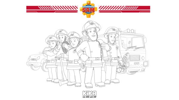 Feuerwehrmann Sam und sein Team sind bereit zum Einsatz.