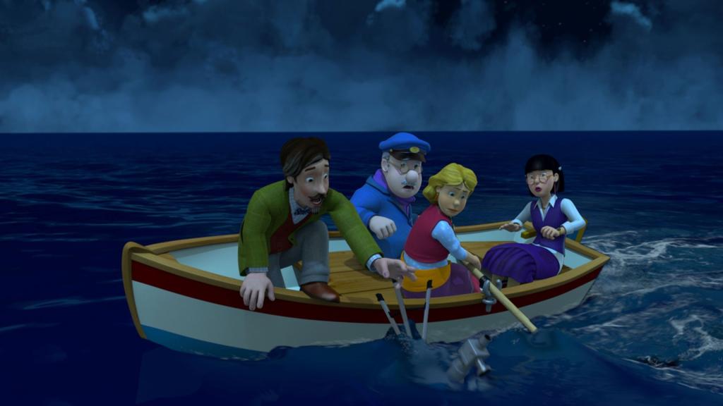 Professor Pickles, Gareth, Gwendolyn und Frau Chen sind mit einem Boot aufs Meer gefahren. Sie hoffen, dass dort weniger Wolken die Sicht auf den Mond versperren. Doch ohne Teleskop wird es schwierig, den Mond zu beobachten.