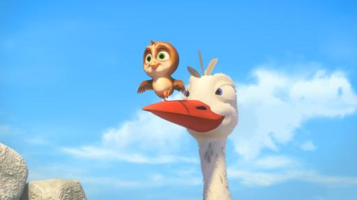 Überflieger - Kleine Vögel, großes Geklapper | Rechte: Knudsen & Streuber Medienmanufaktur Ein Storch trägt einen Spatz auf seinem Schnabel.