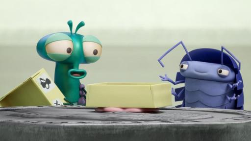 Ruhiges Plätzchen gesucht | Rechte: ©Aardman Animations 2022 Floyd und Abakus stehen sich gegenüber und überlegen, wie sie ihr Spiel spielen.