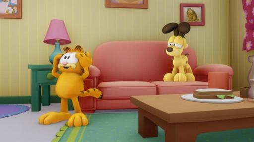 Man ist, was man isst | Rechte: Mediatoon Distr./hr Garfield und Odie im Wohnzimmer.