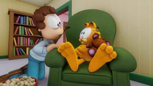 76. Der Hundekeks | Rechte: Mediatoon Distr./hr Jon benimmt sich wie ein Hund und bringt Garfield ein Stöckchen.