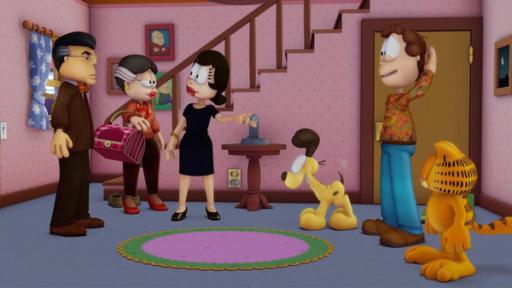 Die Mutter hat einen Vogel | Rechte: Mediatoon Distr./hr Liz stellt ihren Eltern Jon, Garfield und Odie vor.