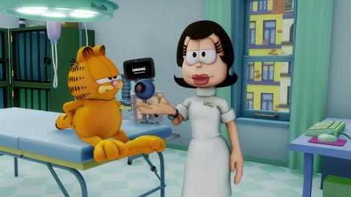 Der Katzen-Kontroll-Computer | Rechte: Mediatoon Distr./hr Garfield sitzt bei Liz in der Tierarztpraxis.