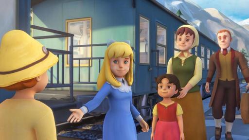 Die Versöhnung | Rechte: ZDF Clara (Mitte) reicht Peter (links) die Hand. Heidi, Tante Dete und Sebastian (rechts) schauen zu.