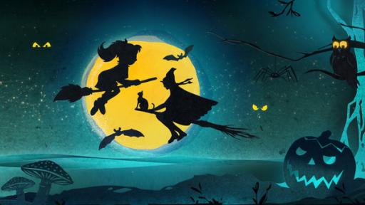 Teaser Hex Hex Halloween | Rechte: KiKA Grafik mit Hexen vor einem Mond