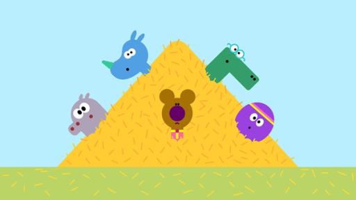 Der Versteckspiel-Button | Rechte: WDR / BBC Studios / Studio AKA Duggee und die Quirlies spielen verstecken – und Duggee kann fast alle Quirlies finden.
