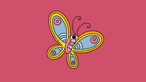 Ich kenne ein Tier - Schmetterling | Rechte: SWR, SWR gezeichneter Schmetterling auf rosa Hintergrund