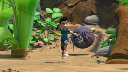 Rechte: KiKA/One Animation PTE LTD. Zak flieht vor der Spinne.