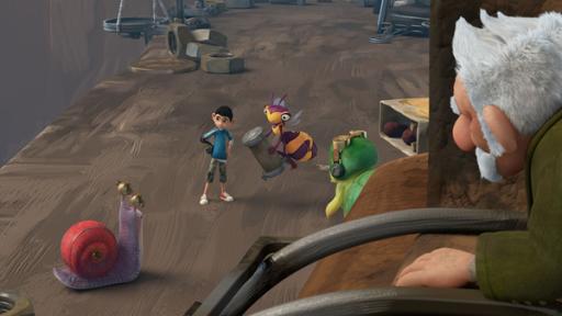 Rechte: KiKA/One Animation PTE LTD. Syd, Zak, Willow und Chowser haben ein neues Mikronator-Teil gefunden.